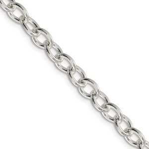 6.8mm, Sterling Silver, Solid Oval Cable Chain Necklace, 16 Inch